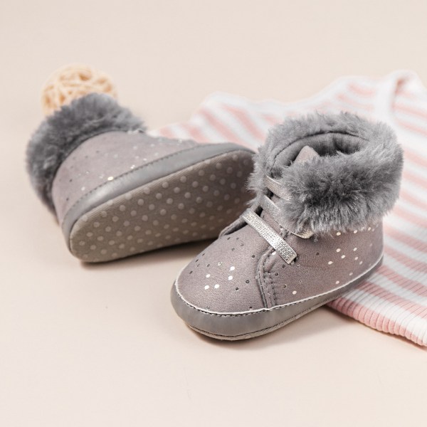 Baby Snow Boots Vinter Skor Spädbarn Pojkar Flickor Booties Halkfri Kallt Väder grey 11cm