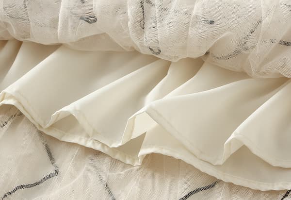 Dam Tulle Kjolar Oregelbunden Lång Sommar Elastisk Hög Midja Mesh Kjolar Apricot