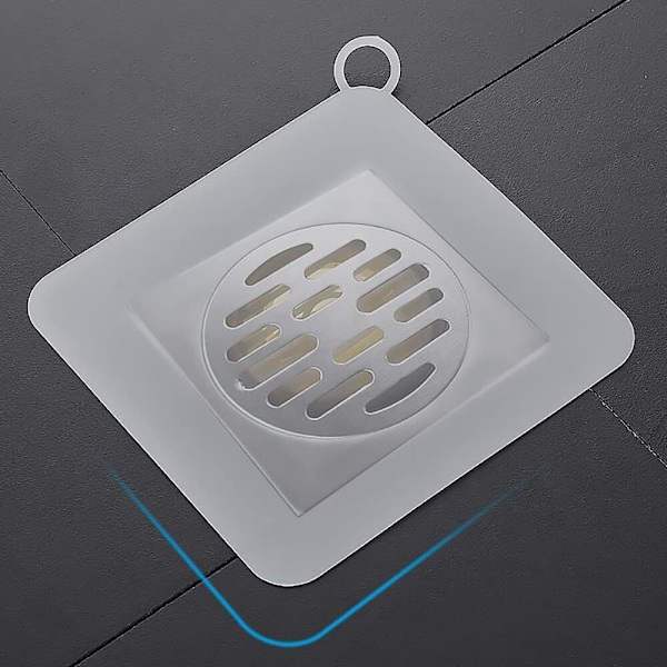 Gulvavløpsmatte i silikon, luktdempende, med silikagel-avløpsplugger white 12*12cm