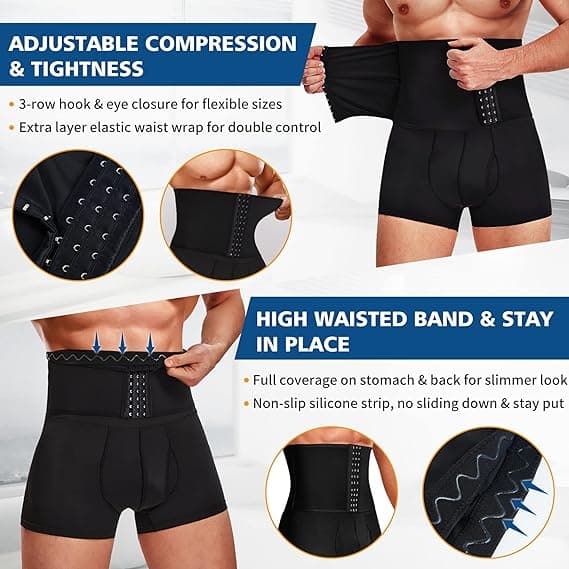 Herre Magekontroll Shorts Høy Midje Slankende Kroppsshaper XL