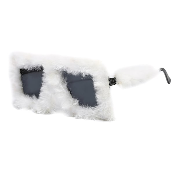 Kvinners Fuzzy Square Cat Eye Solbriller Fest Maskerade Disco Briller White