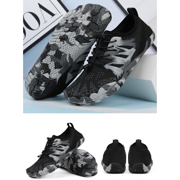 Unisex Vandresko til Mænd og Kvinder - Atletiske Vandsportsko, Barefodssko, Aqua Sko, Svømmesko, Strand Sko Black 40