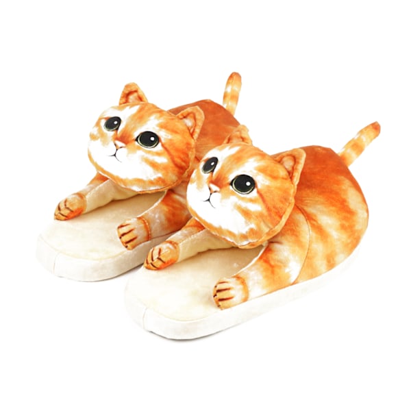 Myke Katt-Topplapper for Kvinner, Komfortable Plysj Varme Slip-on Topplapper Ginger cat Ginger cat
