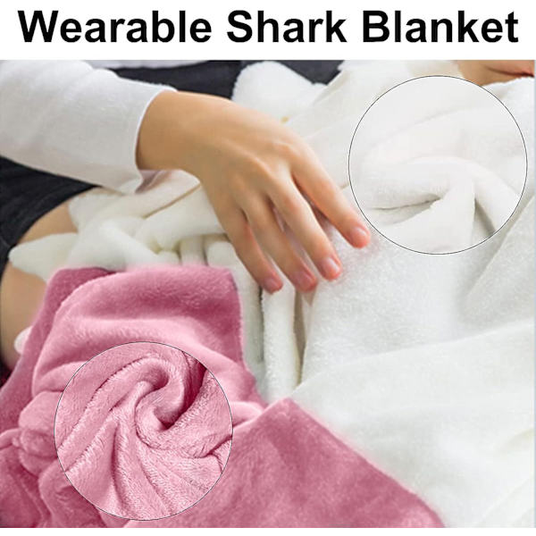 Hai-teppegenser for voksne, supermyk og koselig flanellgenser med hai-design pink M