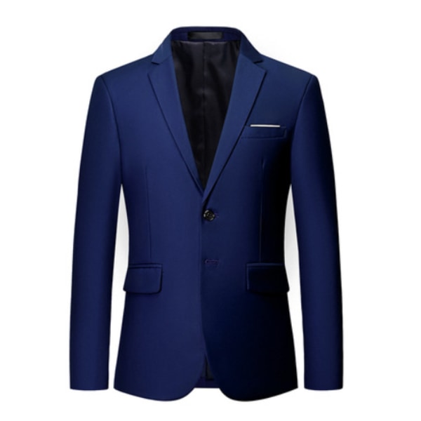 Herrejakkesæt Regular Fit Mænd En-Knaps Blazer Bukser Sæt til Mænd Bryllup Forretning Formelle Sæt Dark Blue 6XL