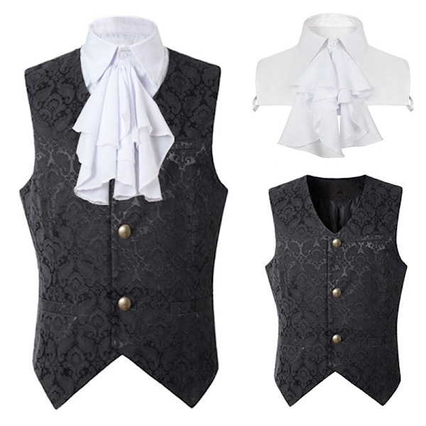 Paisleyvästar för män Viktoriansk Steampunk Gotisk Kostymväst black M