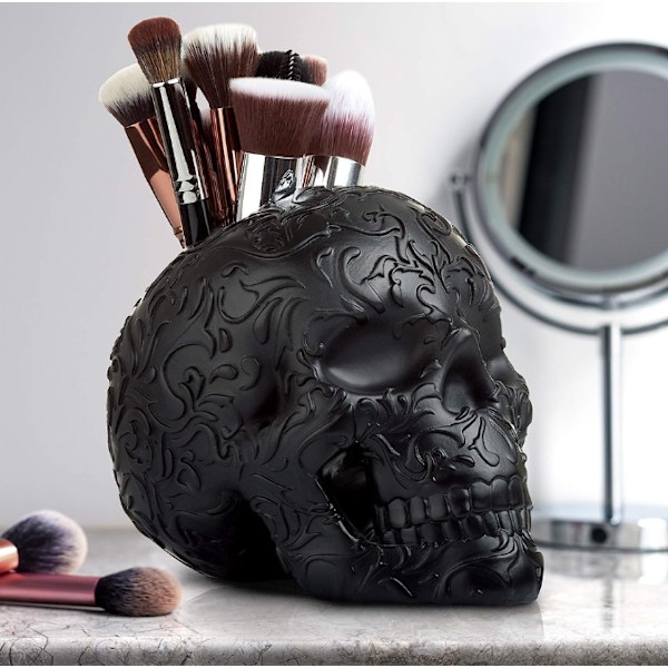 Skalle Makeupborste, Godissskål & Pennställ, Halloween Goth Dekorationer