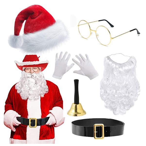 6-delad Santa Claus Cowboyhatt-set för cosplay STYLE2
