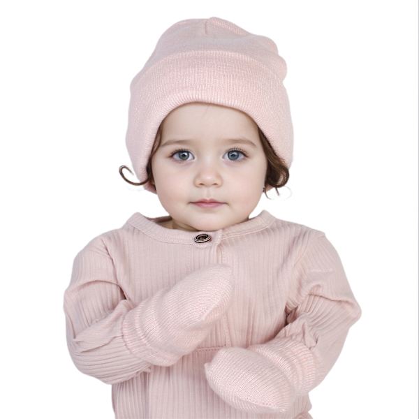 Vintervantar Handskar och Mössa Set för Barn Stickad Pullover Mössa pink M
