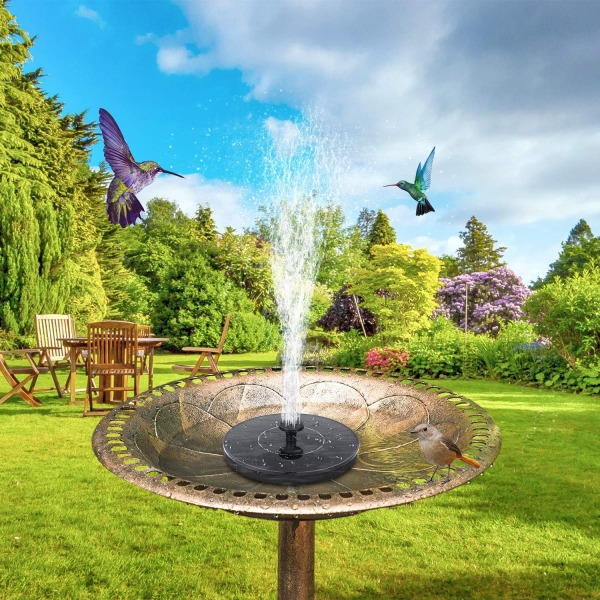 Solcellsdriven fågelbadsfountainpump, solfontän med 6 munstycken, fristående flytande 18cm