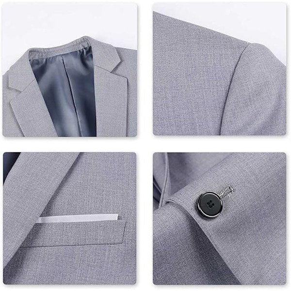 Herrar Slim Fit 2-delad Kostym, Kavaj, Byxor grey M