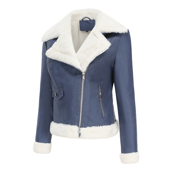 Läder Sherpa Jacka Dam, Lammskinns Pälsjackor blue M