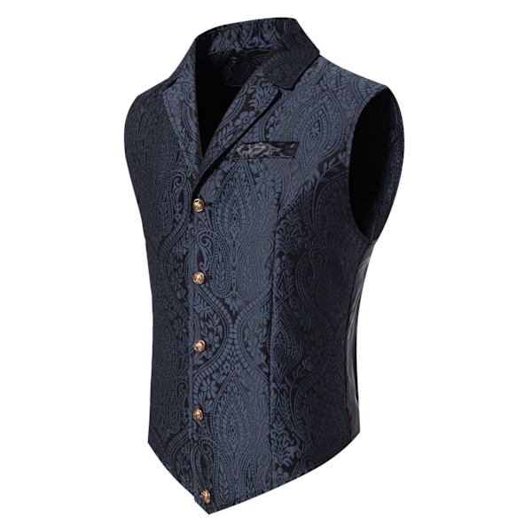 Herrar Väst Paisley Blommig Viktoriansk Västar Gotisk Steampunk Formell Väst Smoking Västar navy blue M