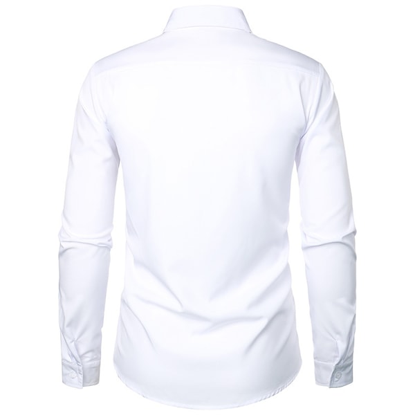 Herr Tuxedo Skjortor Slim Fit Volang Bröllop Middag Toppar Skjortor white S