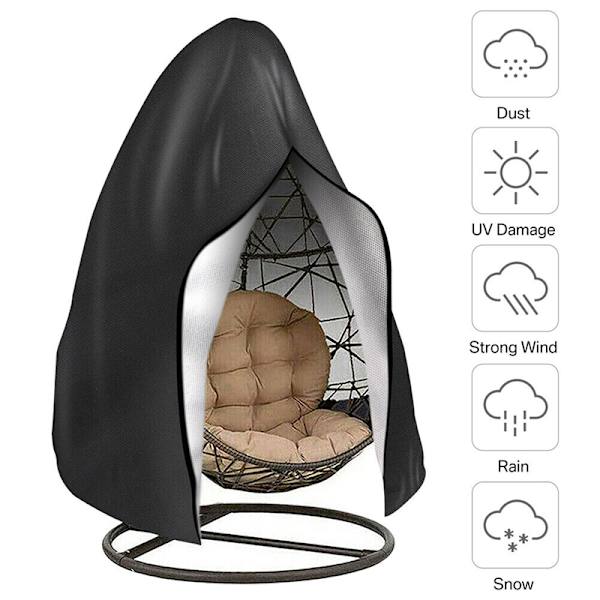 Vattentät och väderbeständig hängstolskydd, skyddande överdrag för gungstol Black with zip