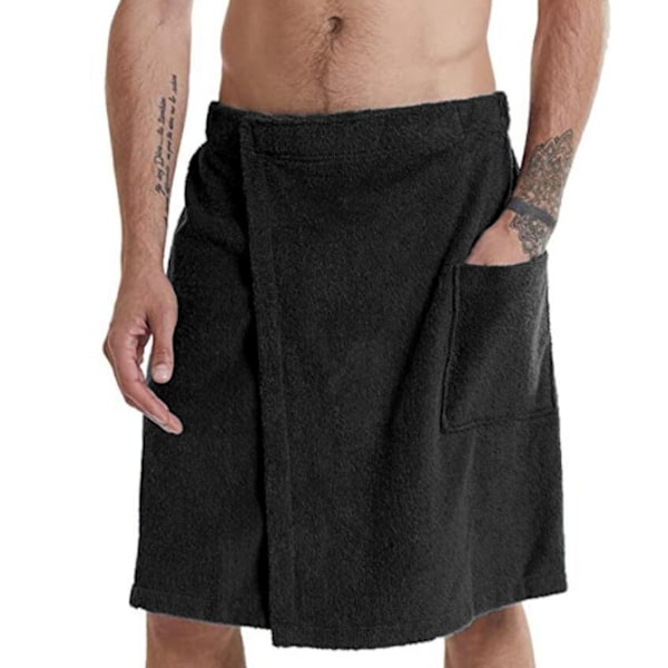 Mænds Badekåbe i Bomuld med Justerbar Lukning - Bruse- og Badewrap Black M