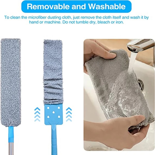 Pitkävartisten moppi teleskooppinen pölyharja rakojen pölynpoistoon sängyn ja sohvan harja With 3PCS Cloth