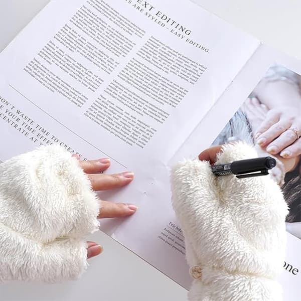 Søde Kattepote Handsker, Kunstig Pels Blød Vinter Fingerløse Handsker white