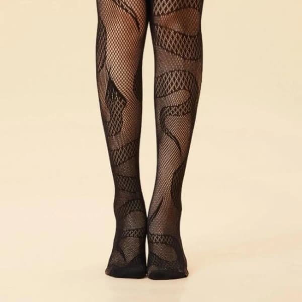 Kvinde Sexy Fishnet Strømper Evil Snake Jacquard Mønstrede Anime Strømper