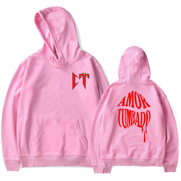 Natanael Cano Amor Tumbado Huppari Unisex Pitkähihainen Vetoketjullinen Hupullinen Paita Streetwear Pink 3XL