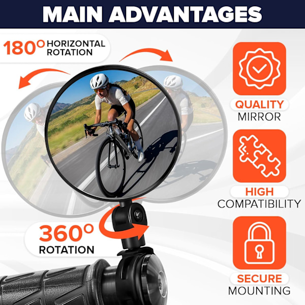 2 st cykelbackspeglar för styren, backspegel cykelbackspeglar för vuxencyklar