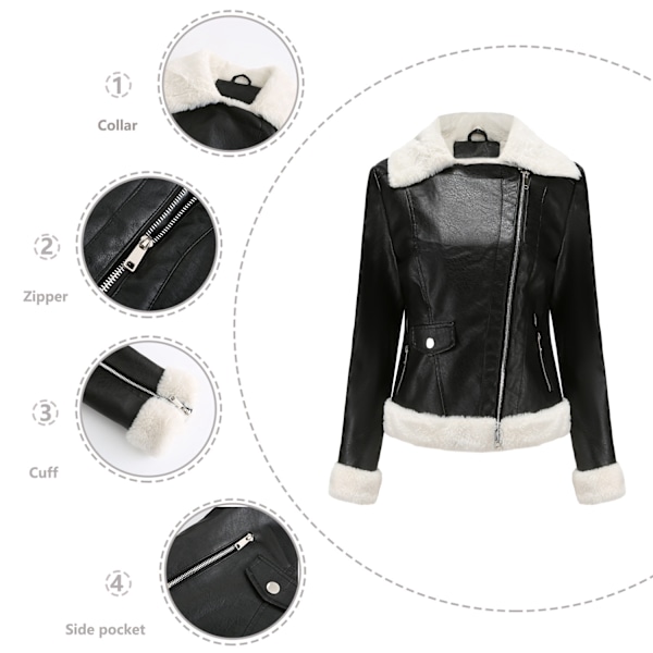 Läder Sherpa Jacka Dam, Lammskinns Pälsjackor black L