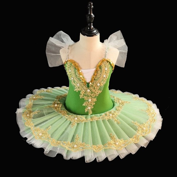 Balettimekko Tytöille Lapsille Romanttinen Tutu Esitysvaatteet Ballerina Mekko green 130cm