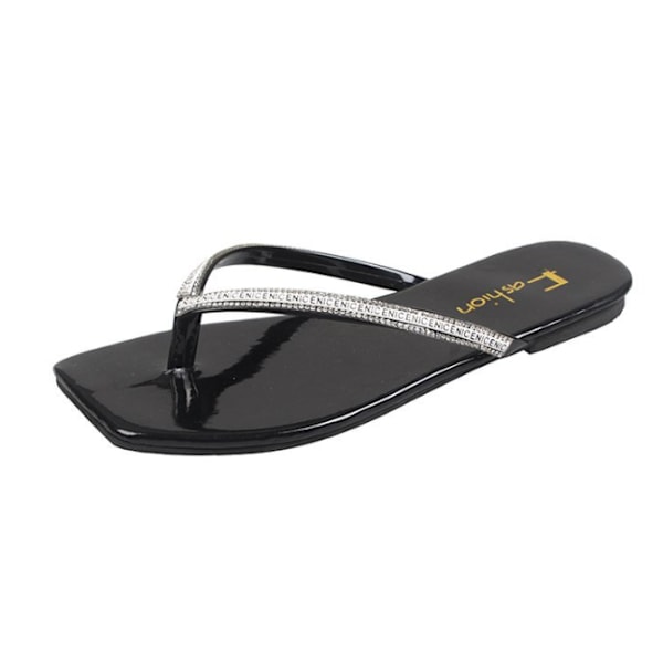 Dammode Rhinestone Design Slides Sandaler black 36