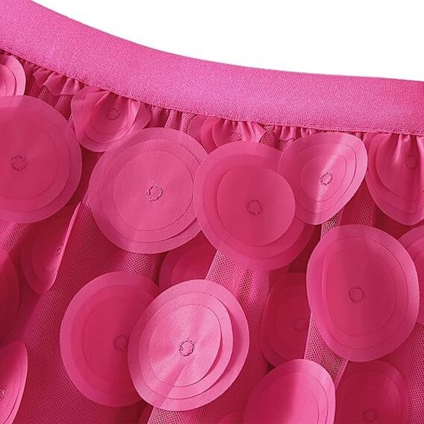 Tullkjol Kvinnor 3D Polka Dot Mesh Flytande A-Linje Midi Kjolar rose red