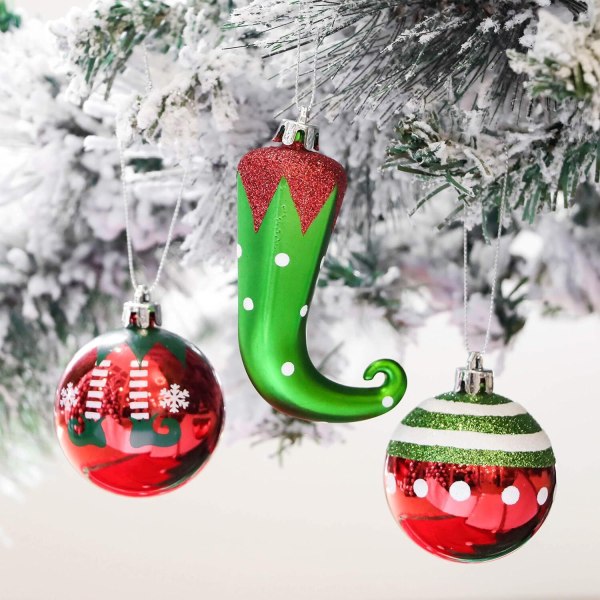 Julgransprydnader, 70 st krosssäker julkulsprydnader i plast Red & Green & White#2