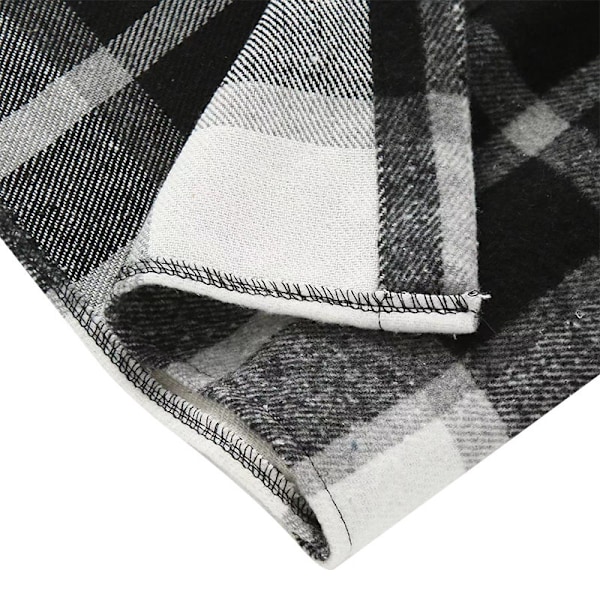 Mænds Flannelskjorte Casual Knapløs Plaid Skjortejakke black XXXXL