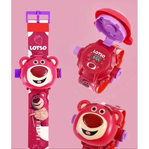 Barnklocka, Spiderman 24 Superhjältefigurer Projektor Klocka Strawberry Bear
