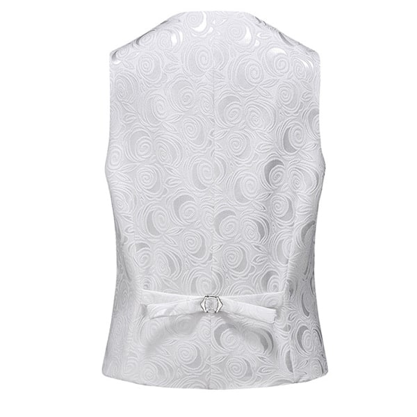 Miesten Liivit Slim Fit Miesten Paisley Liivi Puku White L