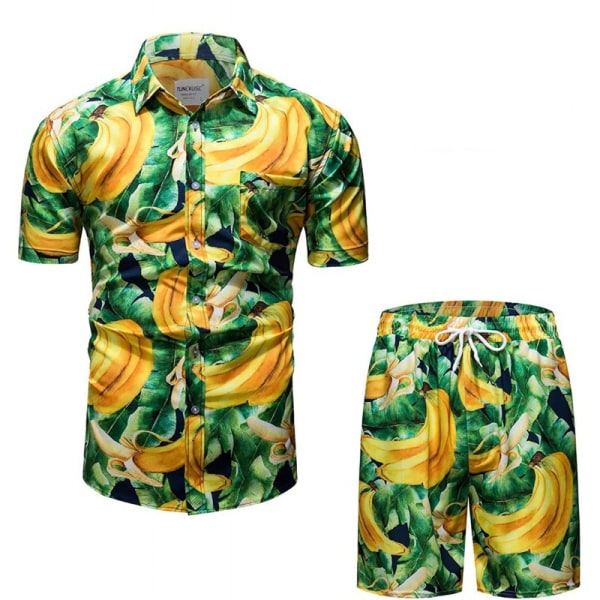 2 st Hawaiian skjorta och kort set för män Color#6 2XL