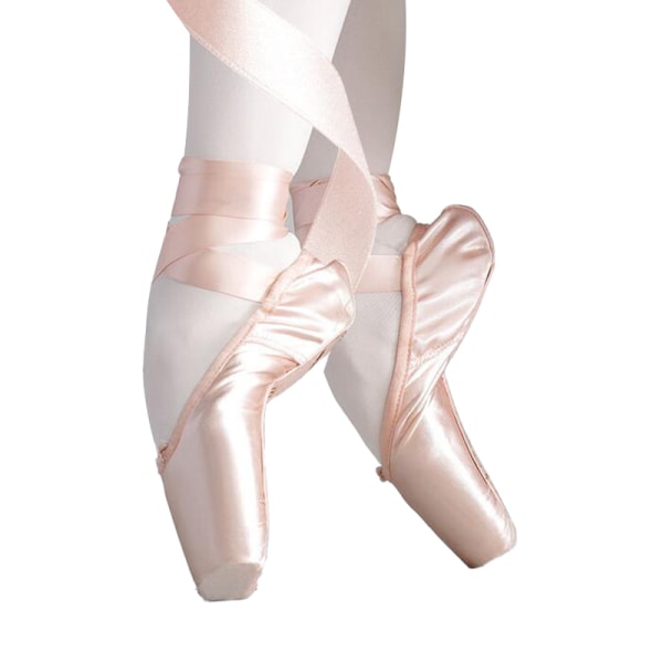 Professionelle Ballet Slippers Dansesko Ballet Pointe Sko med Tåpudebeskytter Red 41