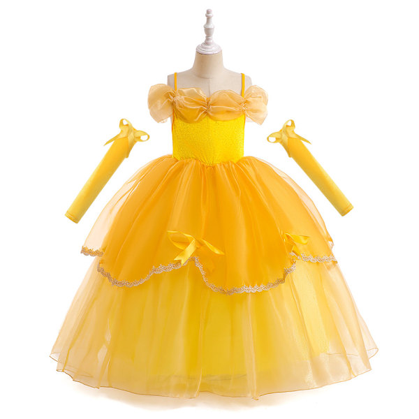 Tyttöjen Belle-prinsessamekko Kaunotar ja Hirviö -asu 110cm