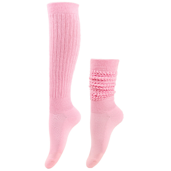 1 pari Slouch-sukkia naisille, pehmeät erittäin pitkät rypytetyt polvisukat pink