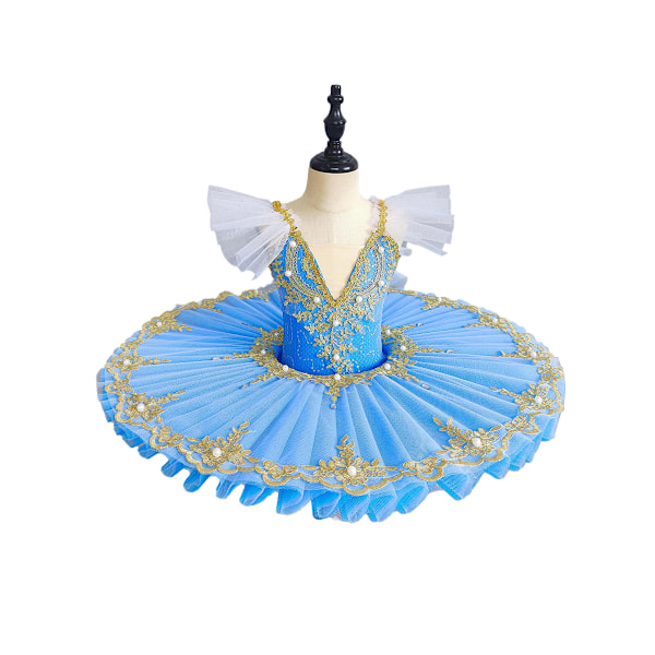 Pige Ballet Leotard med Stift Tutu Camisole Skørt blue 160cm