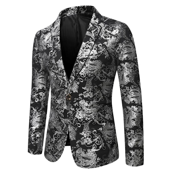 Herre Dressjakke Blazer Sjal Krage Lange Ermer Jakke black XL