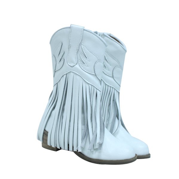 Cowgirl-tyyliset nahkasaappaat pienille tytöille talveksi white sizse12