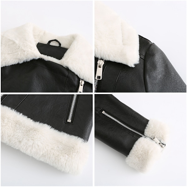Läder Sherpa Jacka Dam, Lammskinns Pälsjackor black M