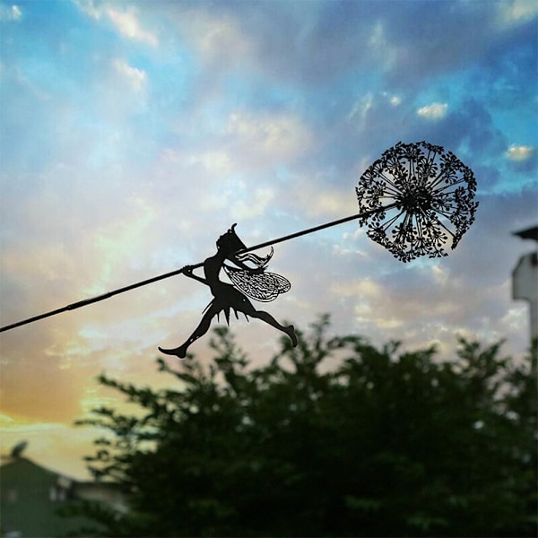 Blomsterfe Dandelion Hagekunst Skulptur Rustfritt Stål Statue HX-2