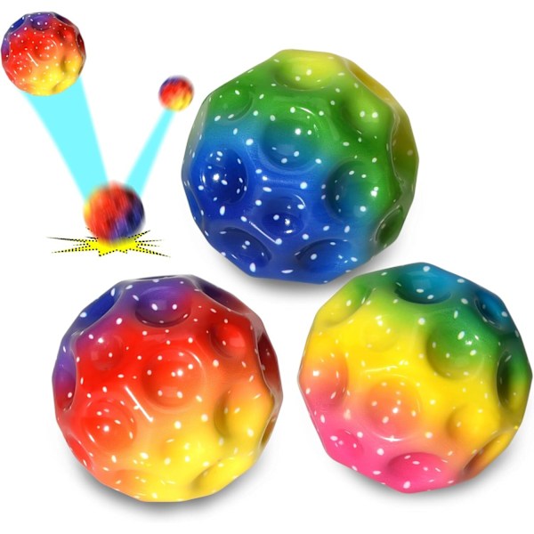 3 st flerfärgade rymdhoppbollar, minijumpbollar Combination 1