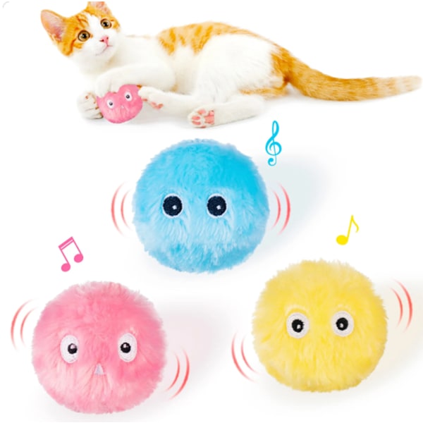 Smart Interaktiv Boll Kattmynta Katt Leksaker Husdjur Leksak Katt Kvittrande Rörlig Plysch Leksak 3PCS