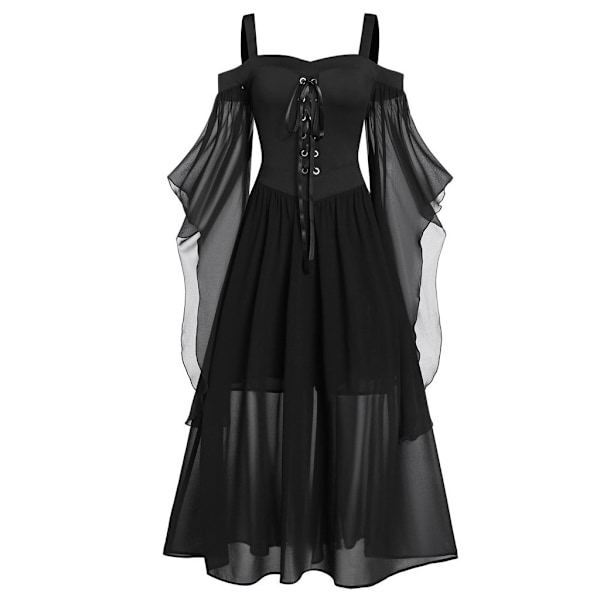 Halloween-kostym för kvinnor, gotisk klänning, vuxen vampyrklänning black 4XL