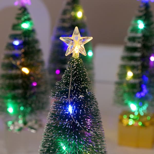 4 Pak Bordplads Juletræ med LED Lys til Julepynt