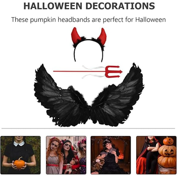 3 stk. Djævel-Engle Kostume Kit, Halloween Demon Vinger Party Cosplay Klæd-Ud Tilbehør Devil Set