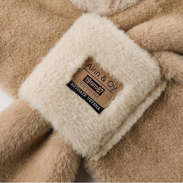 Plush Hettegenser-Hatt Kostymehatter, Dyr Hatt Vinterhatt Halsduksett beige
