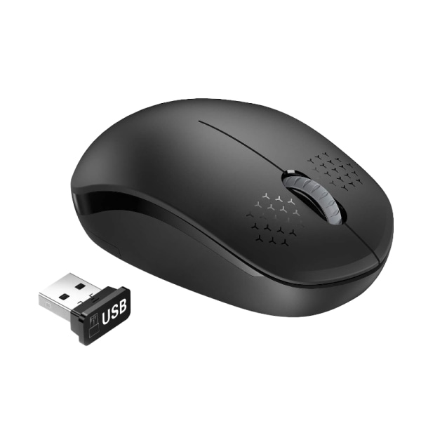 Trådlös mus, ljudlös mus med USB mottagare Bärbara datormöss Black