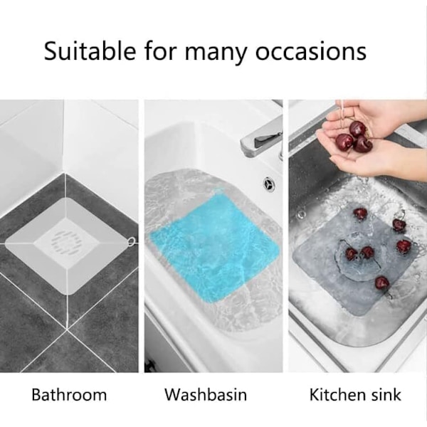 Badekarprop Silicone Gulvdræn Anti-Lugt Måtte, Silica Gel Drænpropper grey 12*12cm